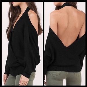 Surpliced sweater open back